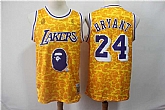 Lakers Bape 24 Kobe Bryant Yellow Hardwood Classics Jersey,baseball caps,new era cap wholesale,wholesale hats